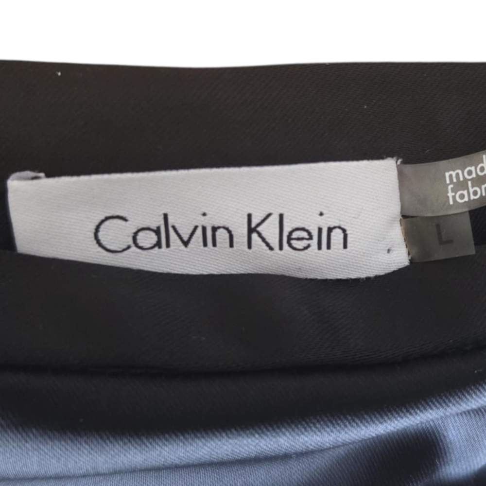 Calvin Klein Sculpted Black Satin Pencil Skirt, L, Panel Side Detail - Picture 12 of 13